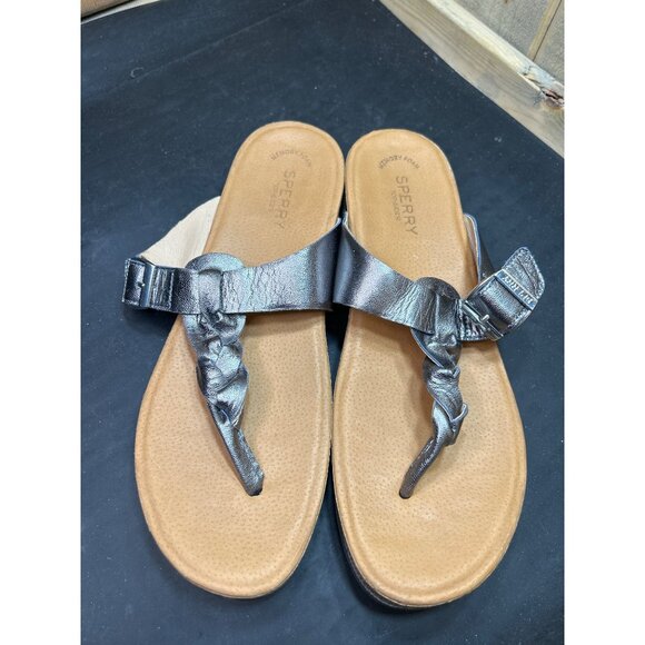 Sperry Womens 8.5M Leather Upper Memory Foam Metallic Sandals - Picture 3 of 7